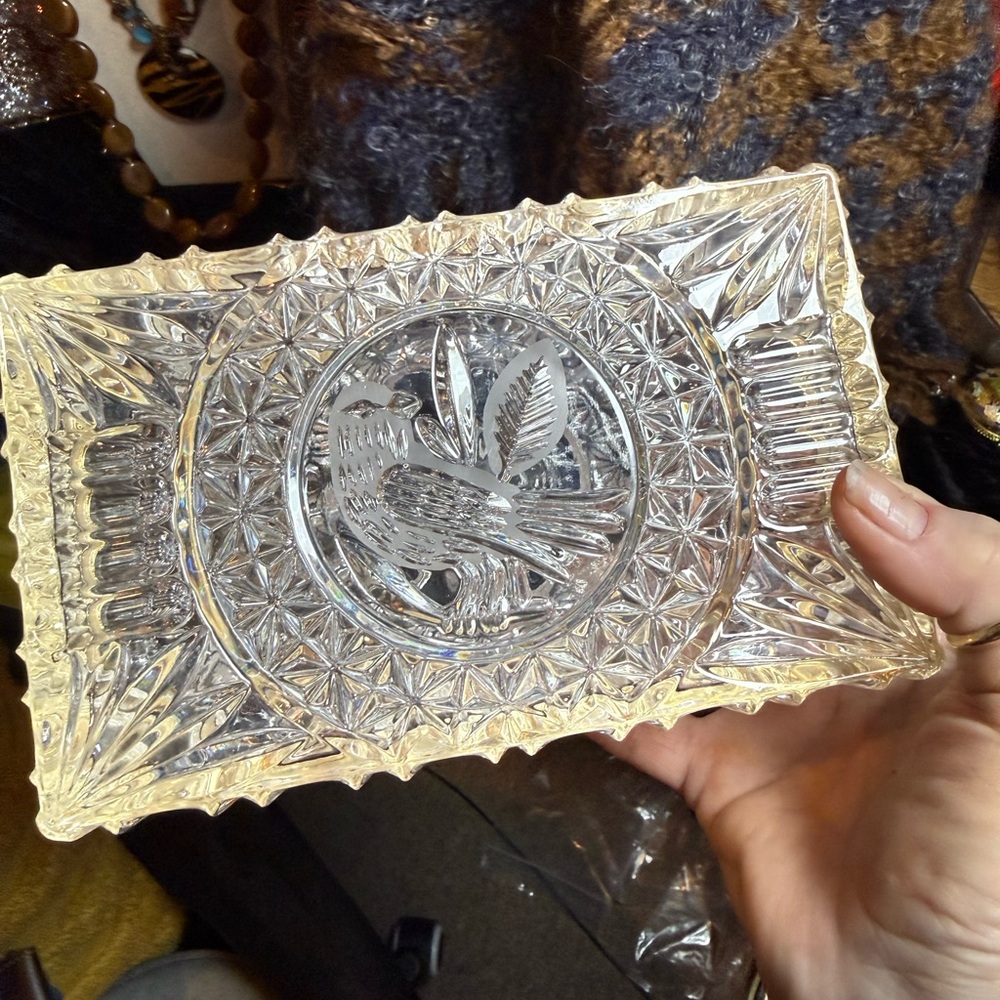 Elegant Vintage Clear Glass Rectangular Jewelry Casket